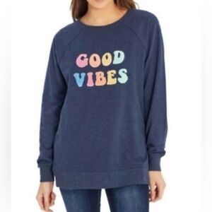 Wildfox Good Vibes Navy Blue Sweatshirt Size Large